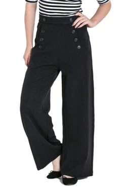 Hell Bunny Carlie Swing Trousers In Navy