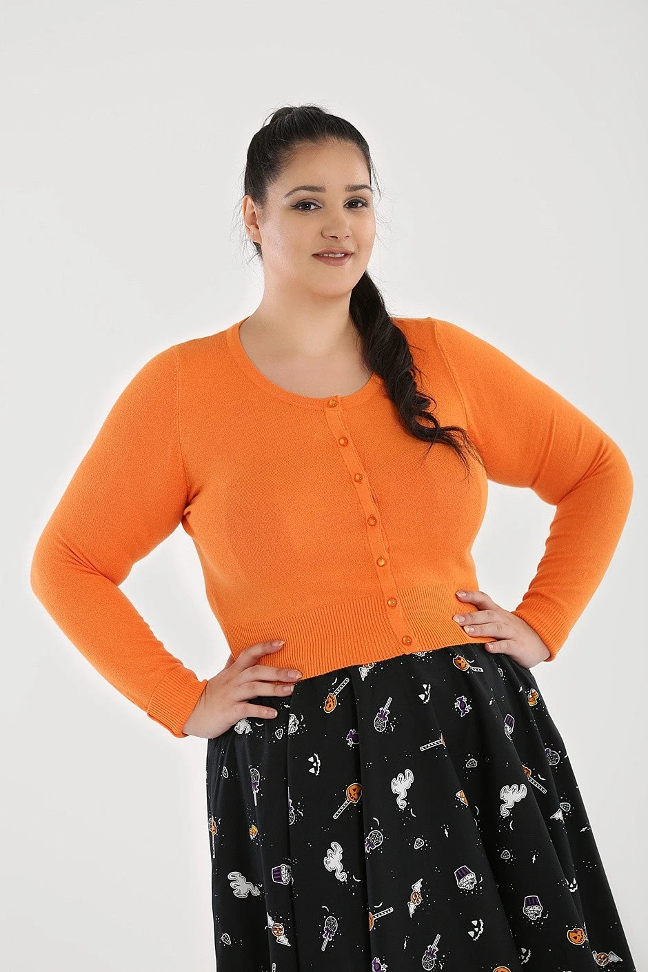 Hell Bunny Paloma Cardigan In Orange - Image 3
