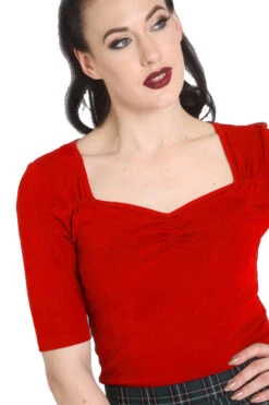 Hell Bunny Philippa Top In Red