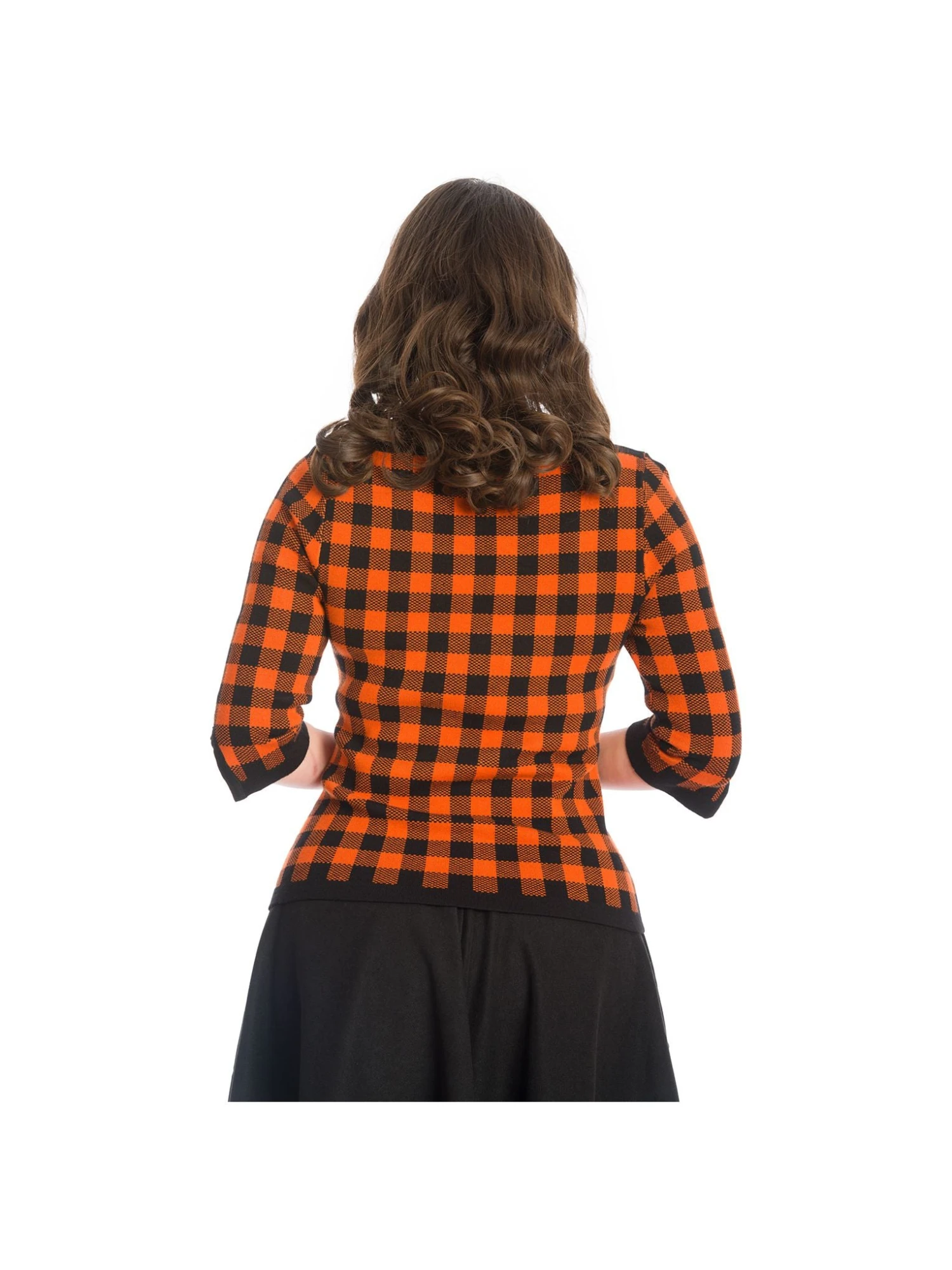 Banned Houndstooth Knit Top In Orange - Image 2