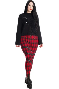 Banned Enchanted Stretch Skinny Trousers In Red Tartan