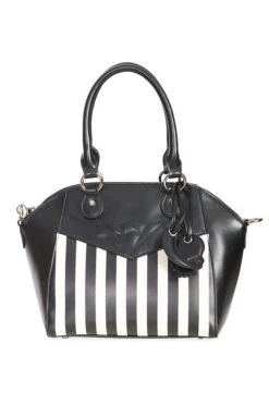 Banned Another Lost Soul Handbag Purse With Black And White Stripes