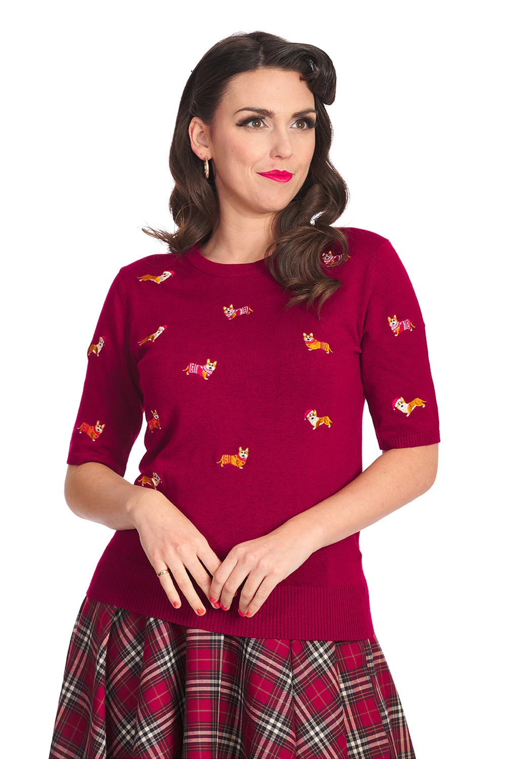 Banned The Queens Corgi Top In Burgundy Christmas - Image 2