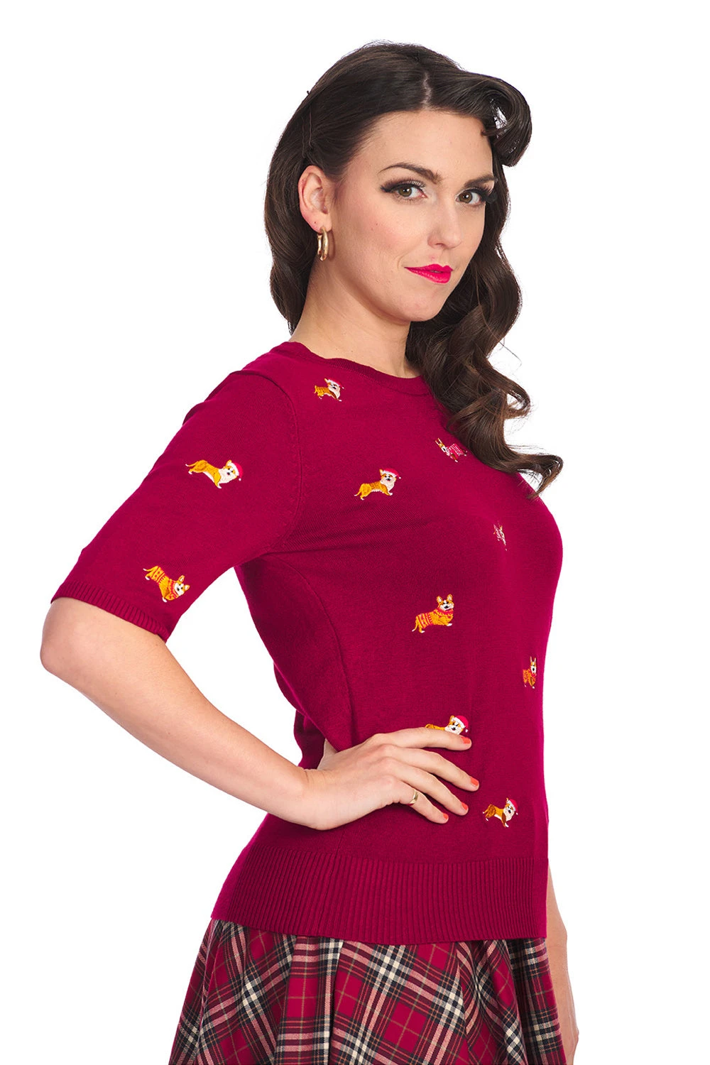 Banned The Queens Corgi Top In Burgundy Christmas - Image 5