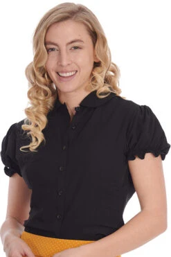 Banned Betsy Bloom Blouse In Black Office Perfect!