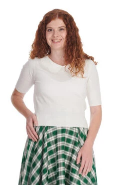 Banned Sweet Sunny Collared Top In Off White Knitted
