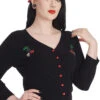 Banned Cherry Skull Spiderweb Embroidered Cardigan In Black