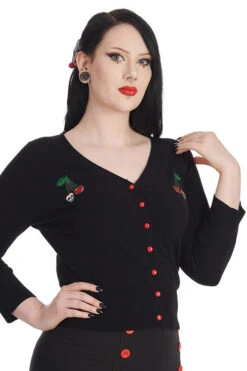 Banned Cherry Skull Spiderweb Embroidered Cardigan In Black