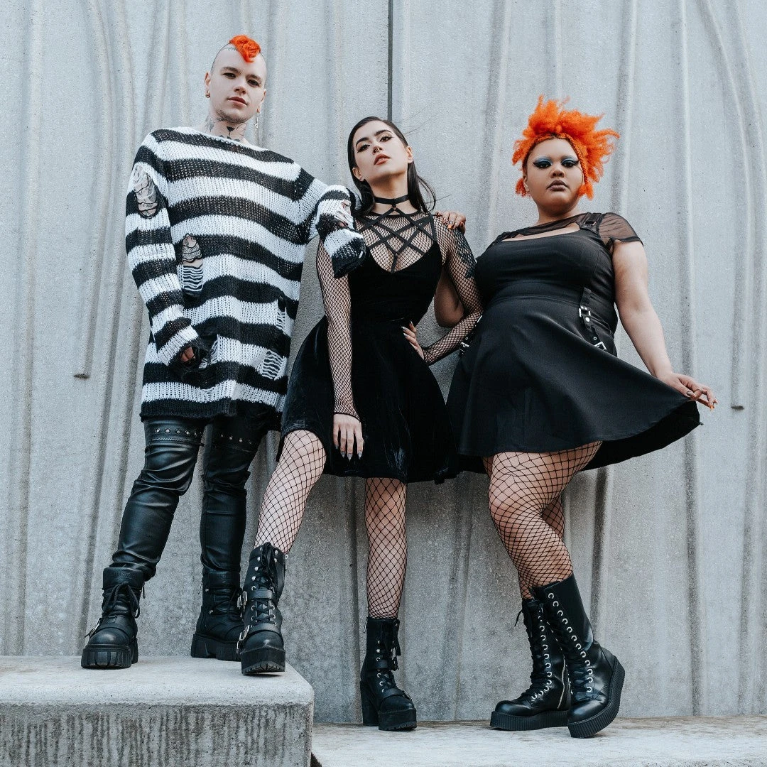 Killstar Magica Dress In Black Velvet With Harness Detailing - Image 13