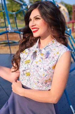 Retrolicious Bow Top In Math Rules Print