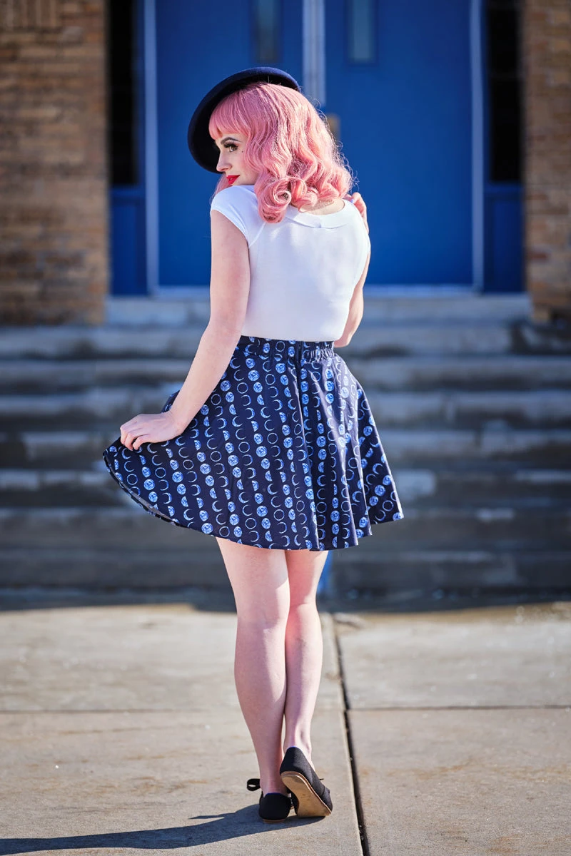 Retrolicious Skater Skirt In "Let's Phase It" Print - Image 2