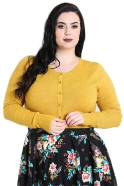 Hell Bunny Paloma Cardigan In Mustard