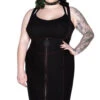 Killstar Adversary Midi Suspender Wiggle Skirt In Black