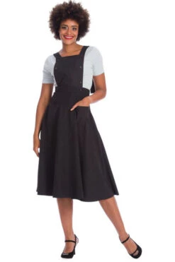 Banned Book Smart 50's Length Pinafore Dress In Black