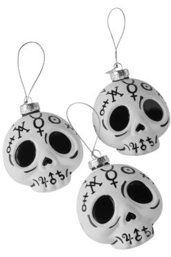 Killstar Cranium Skull Glass Baubles Set Of 3 SPOOKMAS CHRISTMAS - IMPERFECT