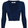 MAK Sweaters Cropped Cardigan With 3/4 Sleeves In Navy