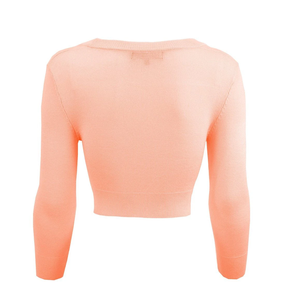 MAK Sweaters Cropped Cardigan With 3/4 Sleeves In Peach - Image 4