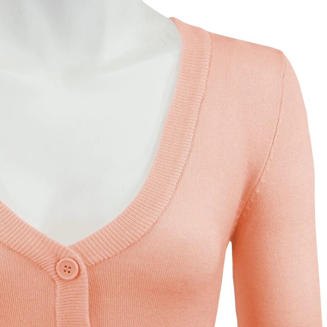 MAK Sweaters Cropped Cardigan With 3/4 Sleeves In Peach - Image 3