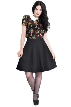 Hell Bunny Greta Skater Skirt In Black