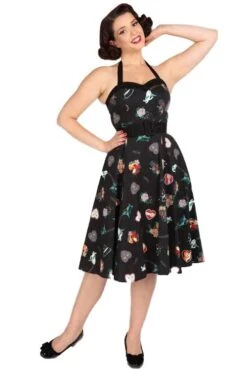 Collectif Georgie Swing Dress In Cats Forever Print