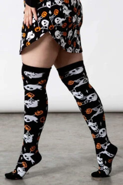 Killstar Haunted Pumpkin Knee-High Socks Ghosts