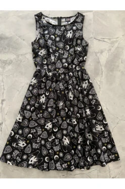 Retrolicious Vintage Dress In Ouija Halloween Print