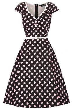 Lady Vintage Isabella Dress In Pink Hearts