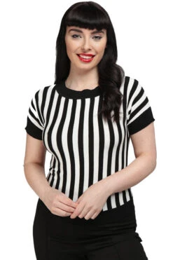 Collectif Joy Knit Top In Beetle Stripe