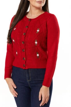 Timeless London Lily Chunky Cardigan In Red