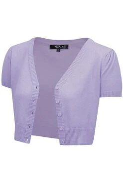 MAK Sweaters Cropped Cardigan With Short Sleeves In Lilac