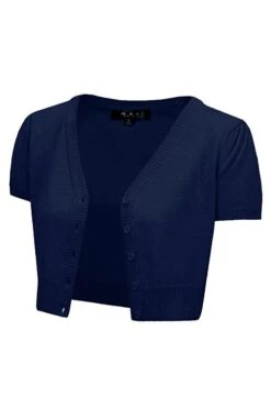 MAK Sweaters Cropped Cardigan With Short Sleeves In Navy
