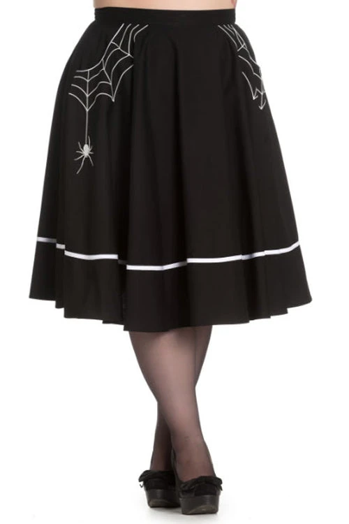 Hell Bunny Miss Muffet 50's Skirt In Black With White Trims - Image 7
