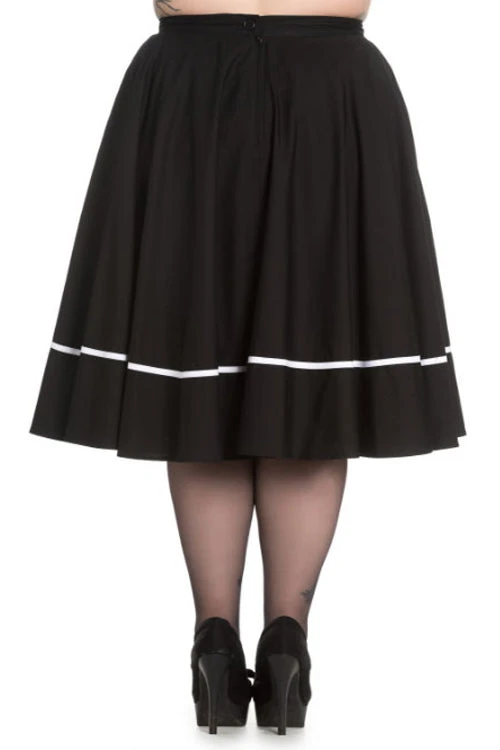 Hell Bunny Miss Muffet 50's Skirt In Black With White Trims - Image 5