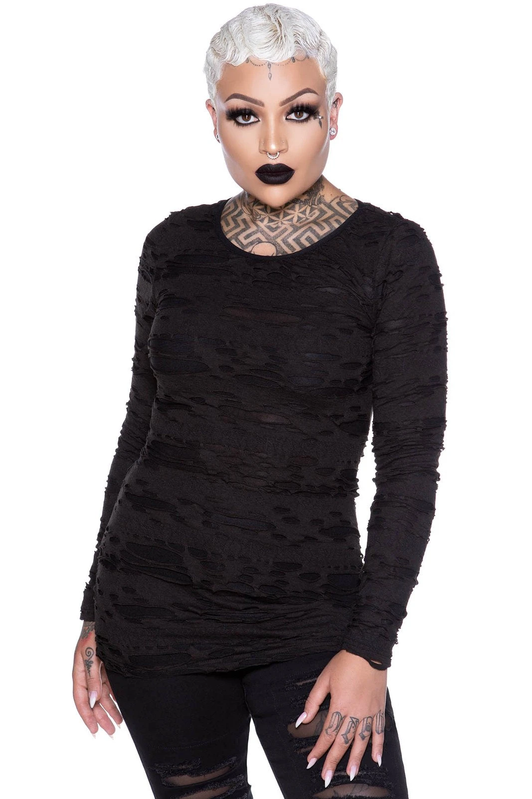 Killstar Night Shadow Long Sleeved Top - Image 4