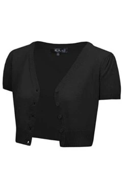 MAK Sweaters Cropped Cardigan With Short Sleeves In Black