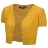 MAK Sweaters Cropped Cardigan With Short Sleeves In Honey Yellow