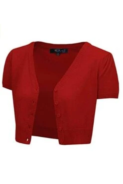 MAK Sweaters Cropped Cardigan With Short Sleeves In Red