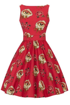 Lady Vintage Tea Dress In Eye Of The Storm Tattoo Inspired Print