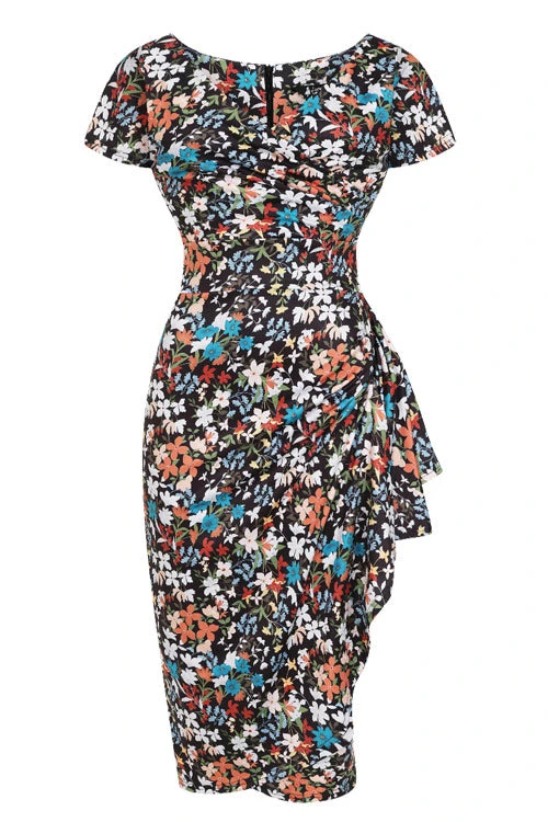 Lady Vintage Elsie Dress In Twilight Floral
