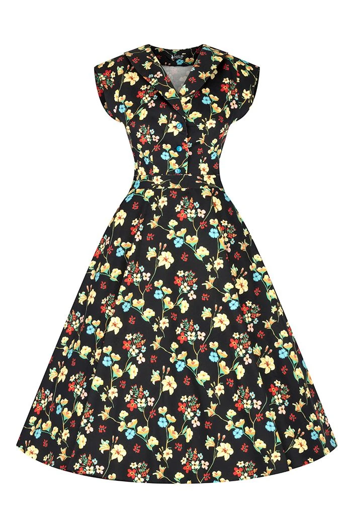 Lady Vintage Florence Dress In Delicate Floral Print Classic - Image 3
