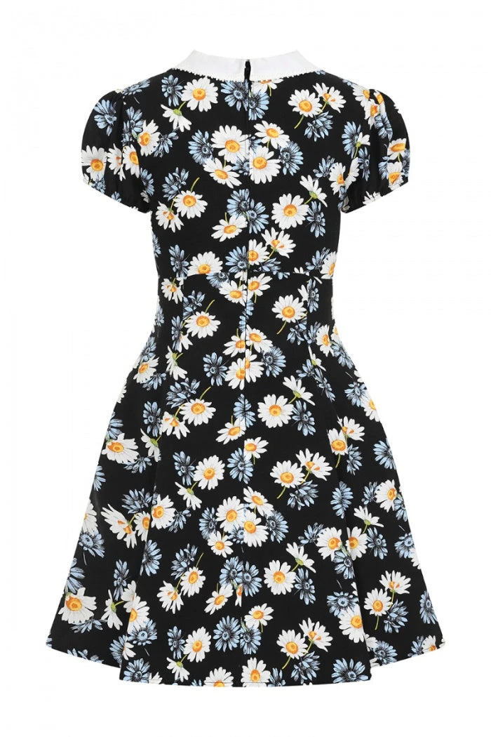 Hell Bunny Daisy Mini Dress Floral Black With Detailed Collar - Image 12
