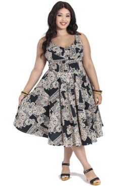 Hell Bunny Dominque 50's Dress Tiki Tribal Print