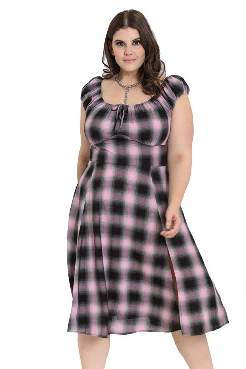 Hell Bunny Hayley Dress Pink Check Tartan Grunge