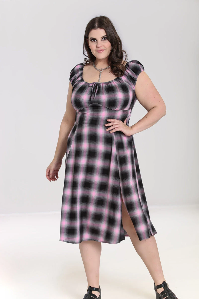 Hell Bunny Hayley Dress Pink Check Tartan Grunge - Image 7