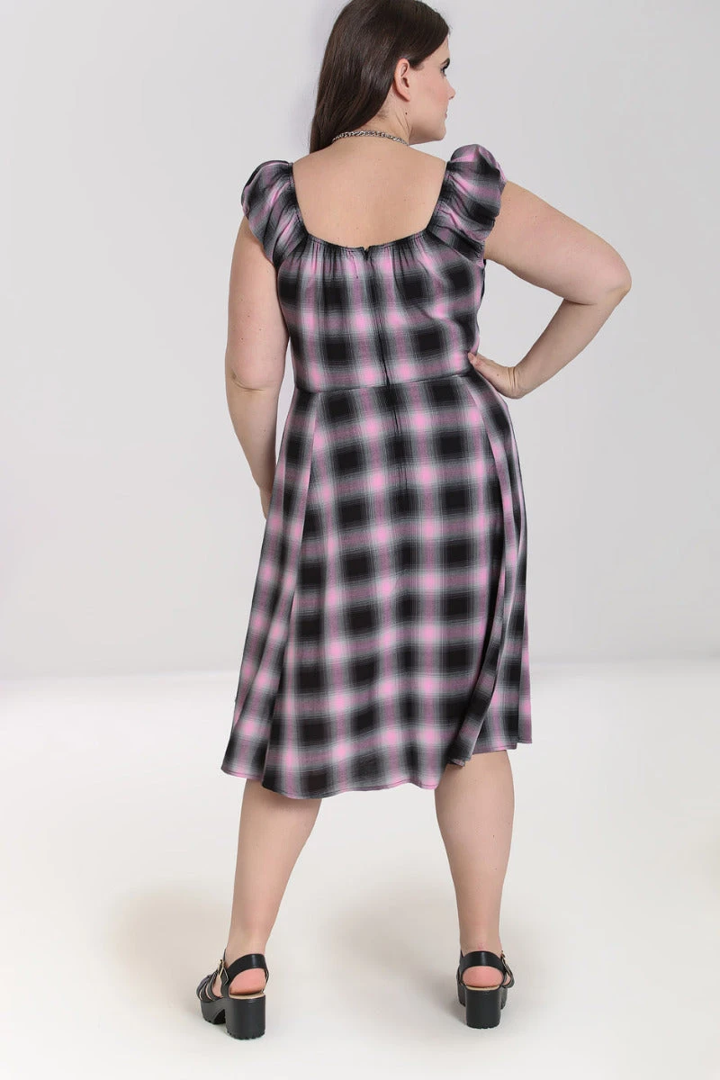 Hell Bunny Hayley Dress Pink Check Tartan Grunge - Image 9