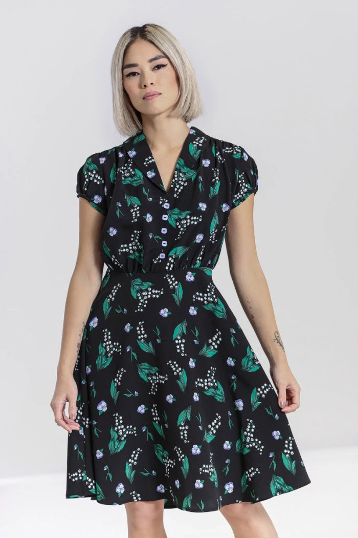 Hell Bunny Good Luck Dress Black Floral - Image 2