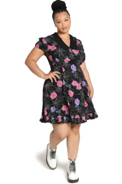 Hell Bunny Eloise Mini Dress Floral Print With Webs