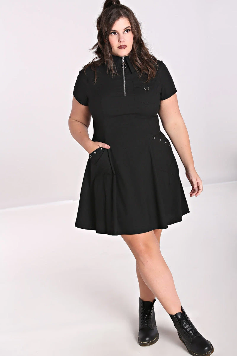 Hell Bunny Tifa Dress Goth Punk Grunge Zips - Image 2