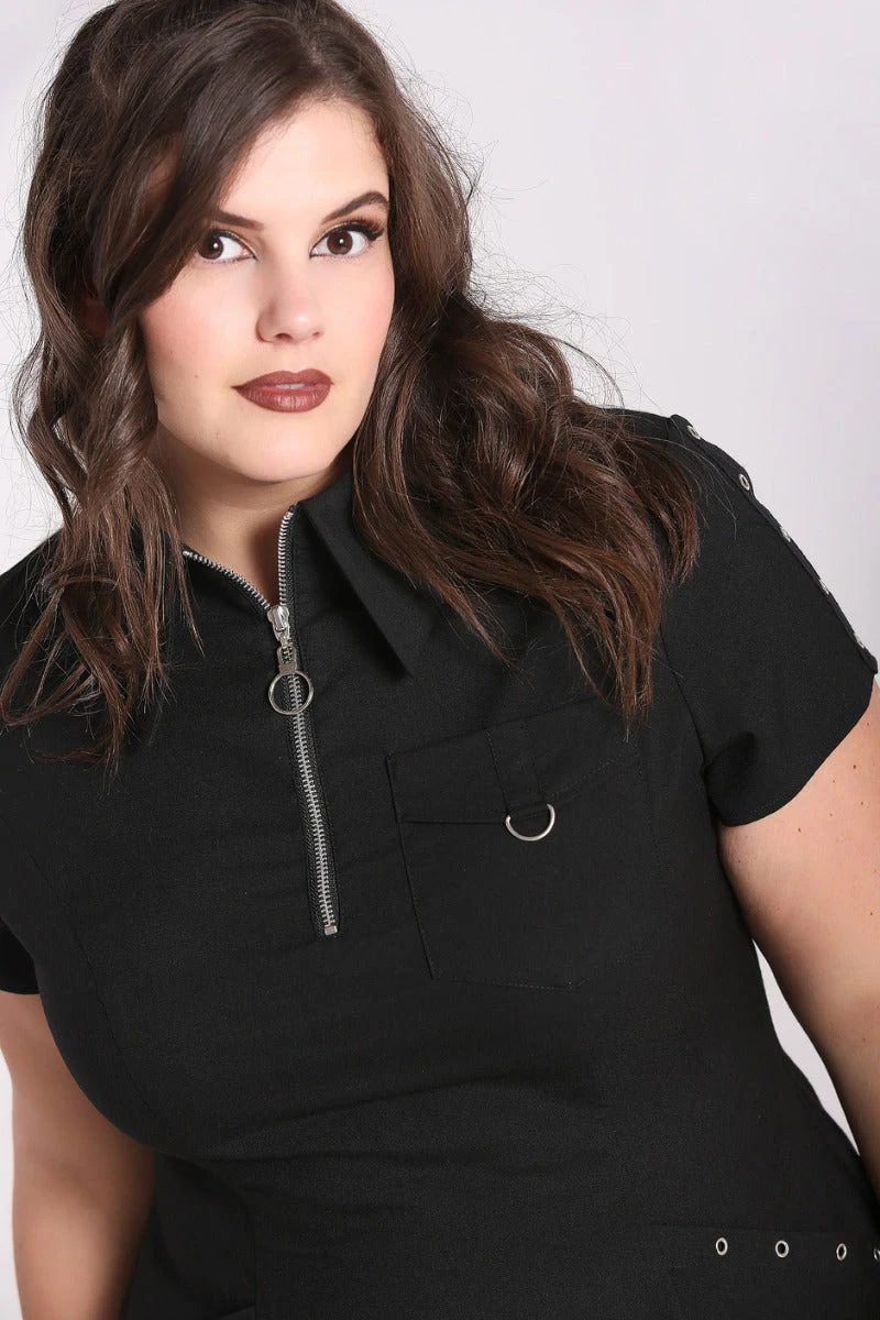 Hell Bunny Tifa Dress Goth Punk Grunge Zips - Image 3