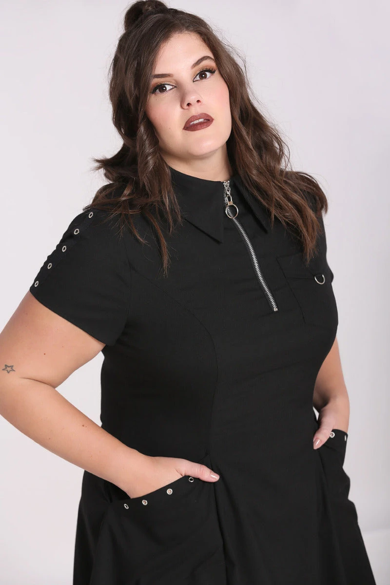 Hell Bunny Tifa Dress Goth Punk Grunge Zips - Image 4